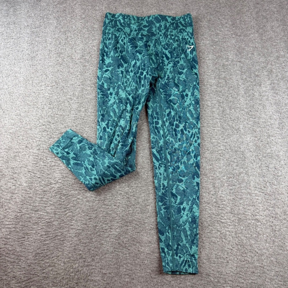 Gymshark Adapt Animal Seamless Leggings Women's Small Teal Green Camo High Rise